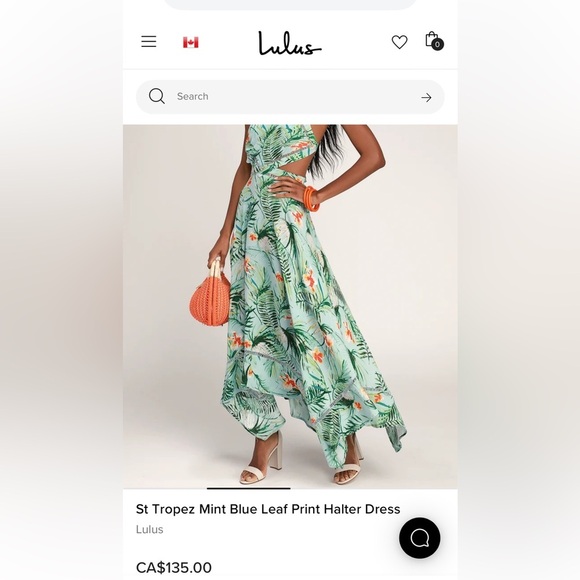 Lulus St Tropez Mint Blue Leaf Print Halter Dress Size L - Picture 16 of 16